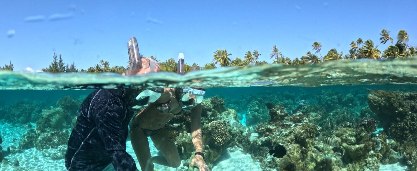 Responsible snorkeling in Moorea lagoon, French Polynesia