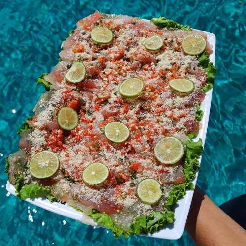 Traditional poisson cru with coconut milk and lime